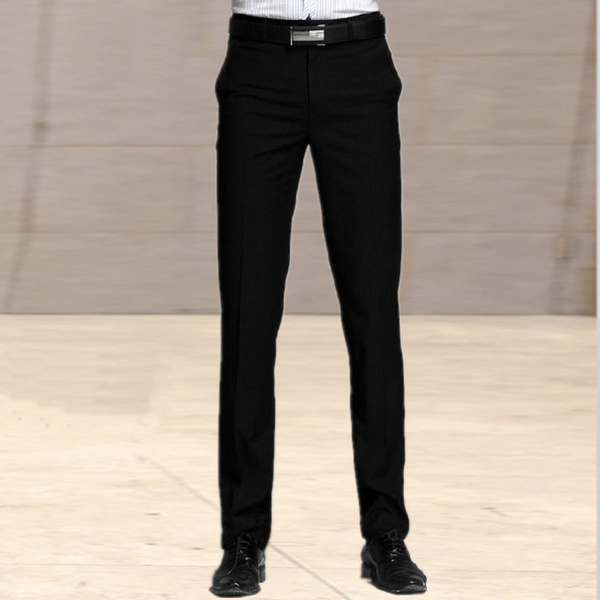 HAORUN Men Slim Fit Formal Dress Pants Flat Front Office Business Work  Straight Leg Trousers - Walmart.com